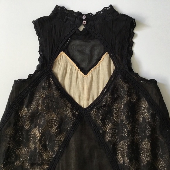 Free People Angel Lace Dress Woman’s XS High Neck Feminine Romantic Open Back - Picture 4 of 13